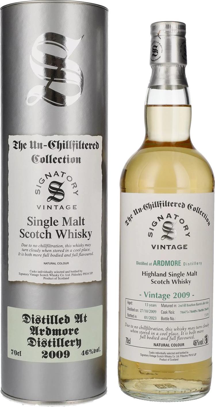 Signatory Vintage ARDMORE 13 Years Old The Un-Chillfiltered 2009 46% Vol. 0,7l in Giftbox