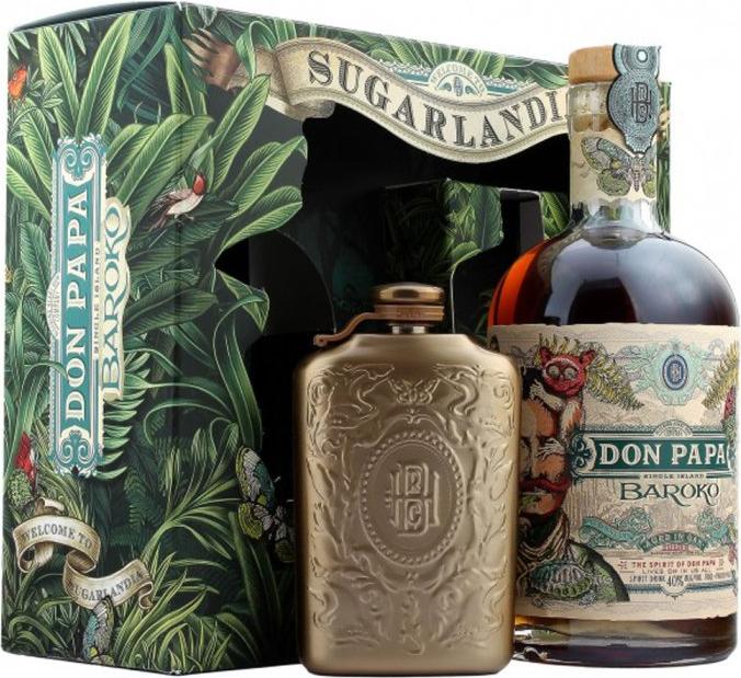 Don Papa BAROKO 40% Vol. 0,7l in Giftbox with Hip Flask