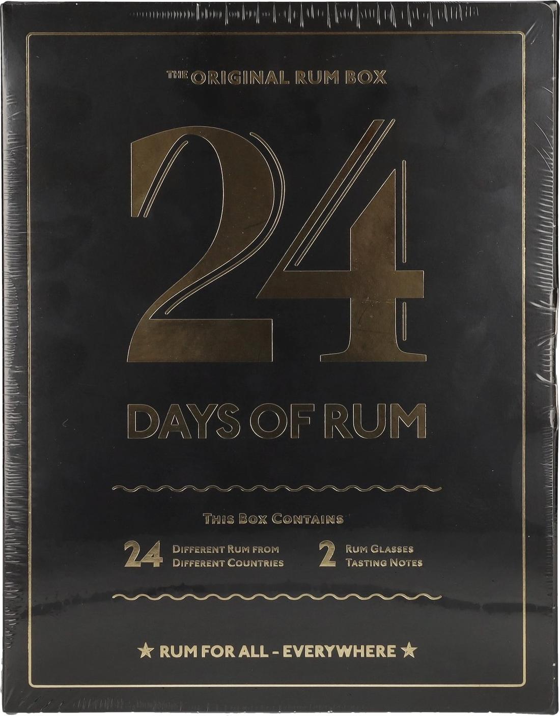 1423 S.B.S 24 DAYS OF RUM The Original Rum Box Black Edition 41,3% Vol. 24x0,02l in Giftbox with 2 Nosing glasses