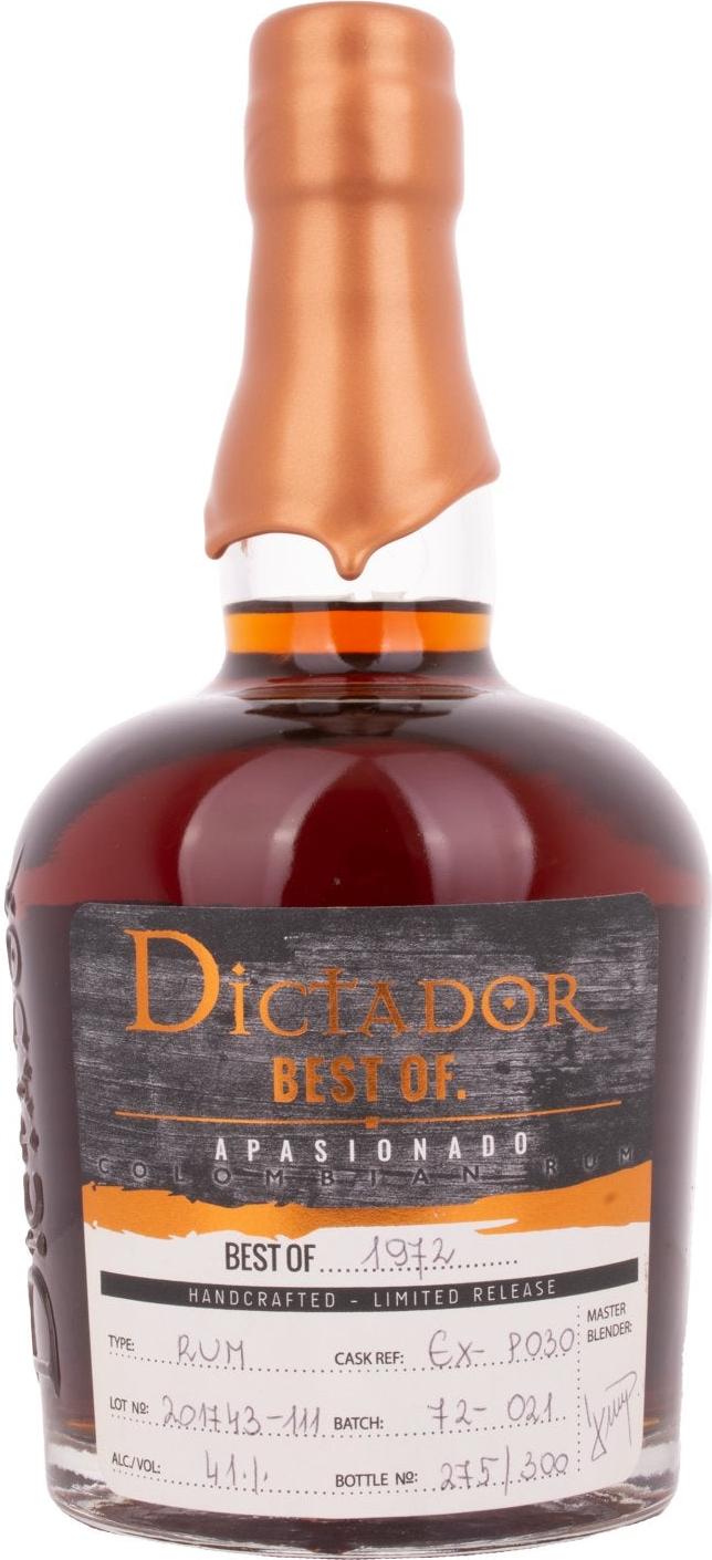 Dictador BEST OF 1972 APASIONADO Colombian Rum 45YO/030317/EX-P030 41% Vol. 0,7l