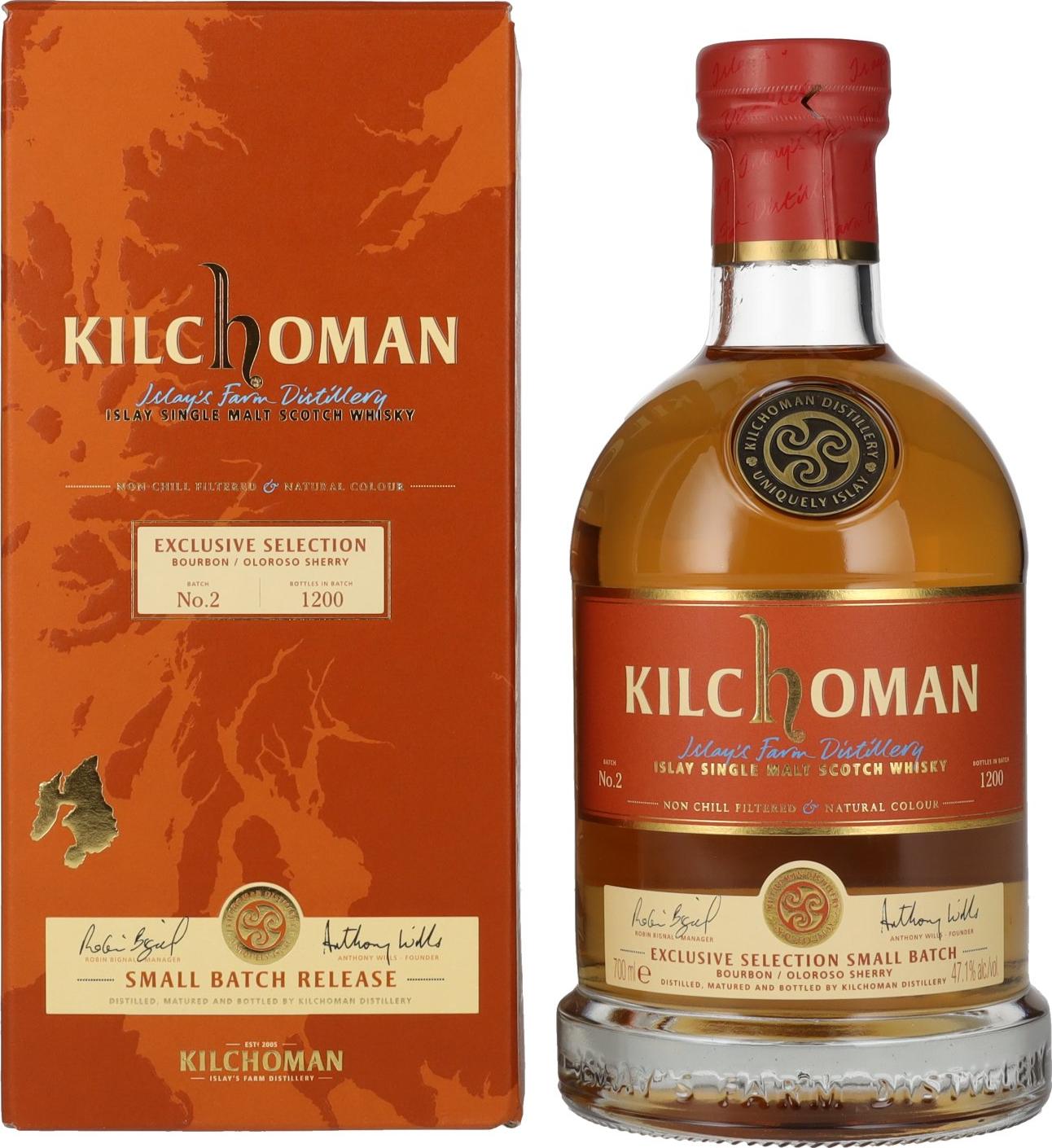 Kilchoman Islay Single Malt Whisky Bourbon/Oloroso Sherry SMALL BATCH 2 47,1% Vol. 0,7l in Giftbox