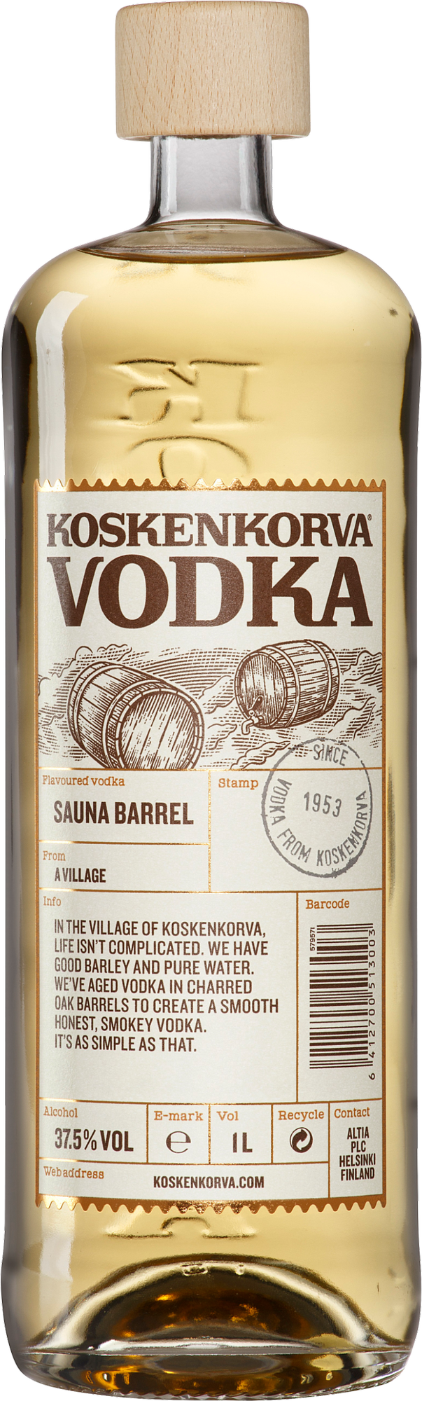 Koskenkorva Vodka SAUNA BARREL 37,5% Vol. 1l