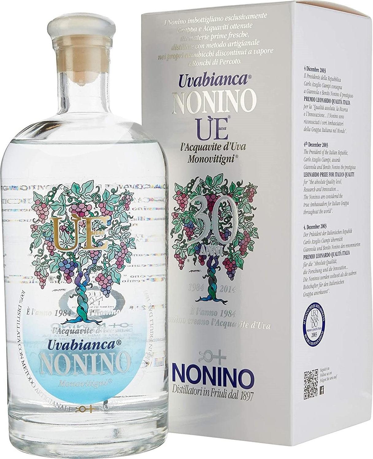 Nonino Grappa ÙE Monovitigni Uva Bianca 38% Vol. 0,7l in Giftbox