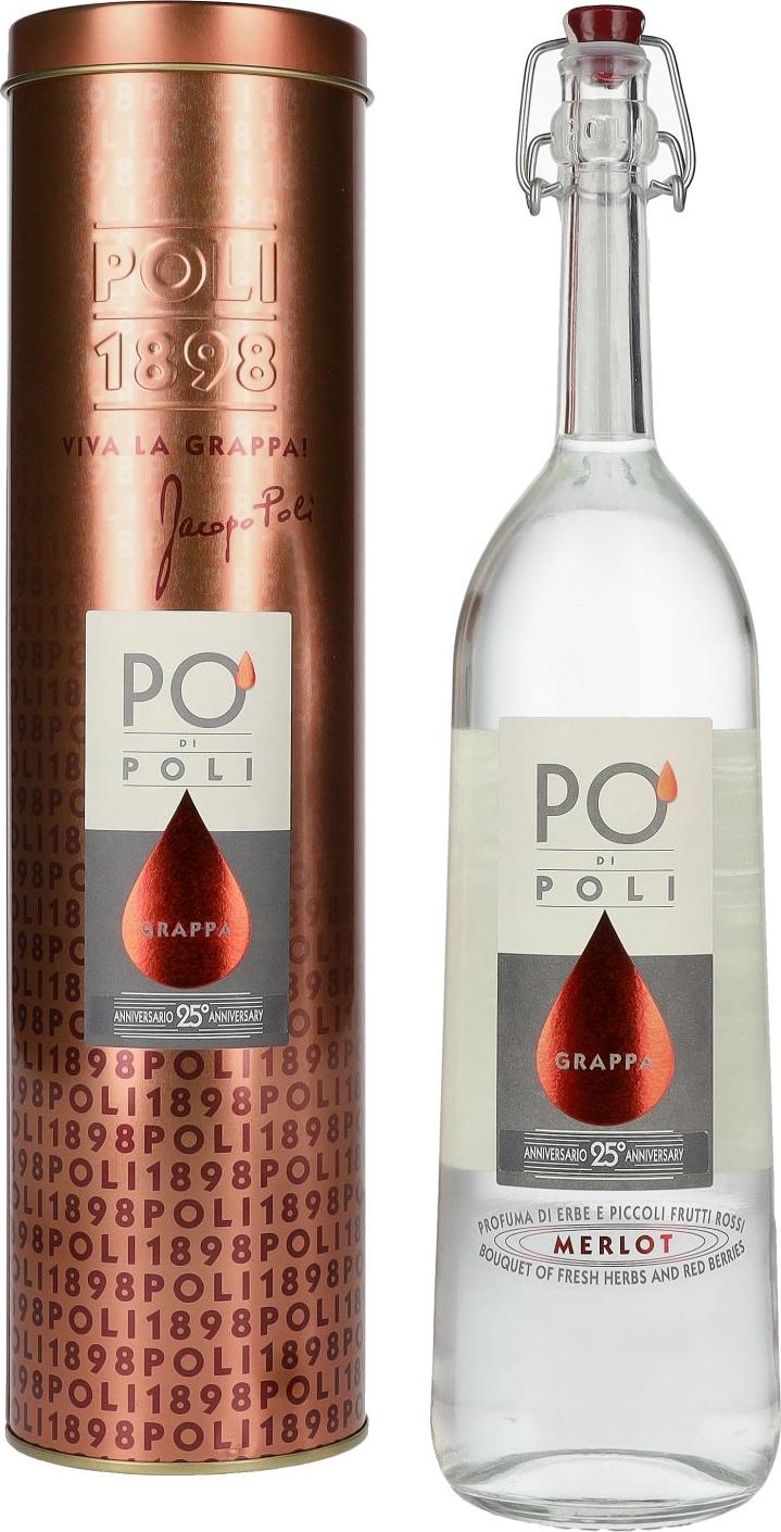 Poli Po' Di Poli Grappa 25 Anniversario Merlot 40% Vol. 0,7l in Tinbox