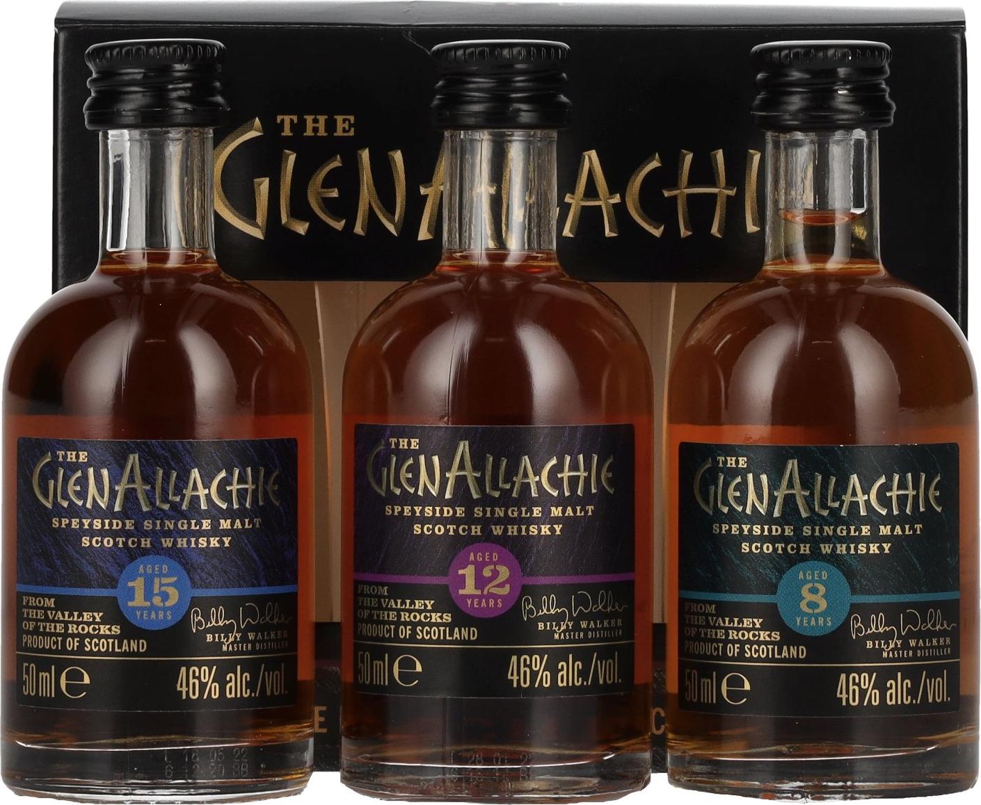 The GlenAllachie COLLECTION Set (15 YO + 12 YO + 8 YO) 46% Vol. 3x0,05l