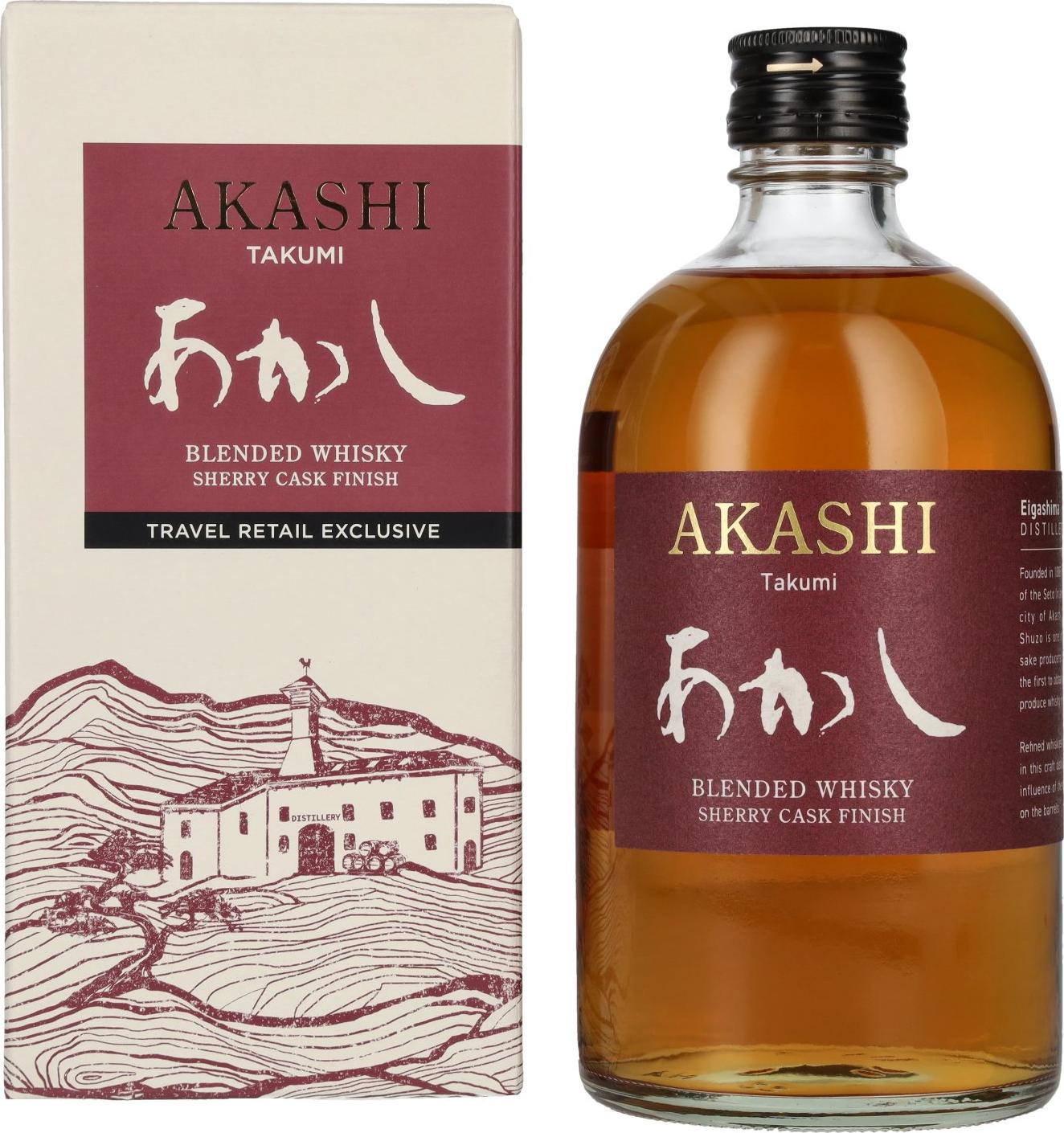 Akashi Takumi Sherry Cask Finish Japanese Blended Whisky 40% Vol. 0,5l in Giftbox