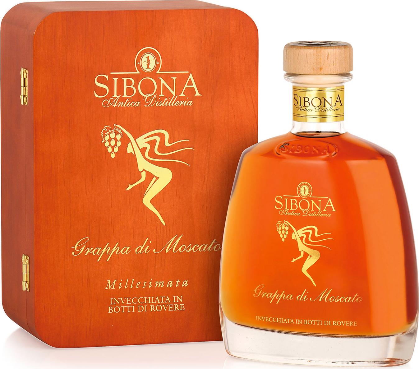 Sibona RISERVA SPECIALE Grappa di Moscato MILLESIMATA 2012 44% Vol. 0,7l in Holzkiste