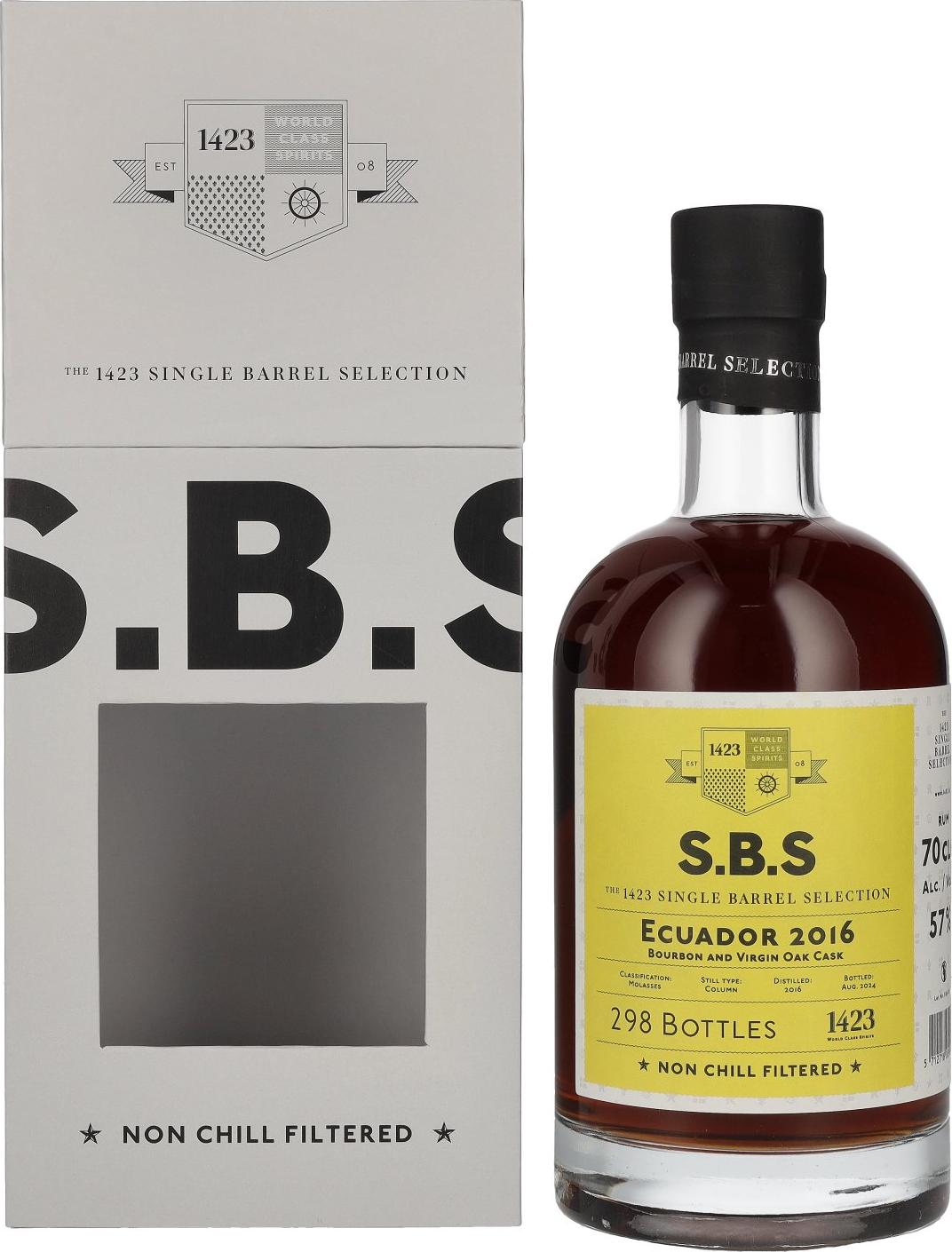 1423 S.B.S ECUADOR Bourbon and Virgin Oak Cask 2016 57% Vol. 0,7l