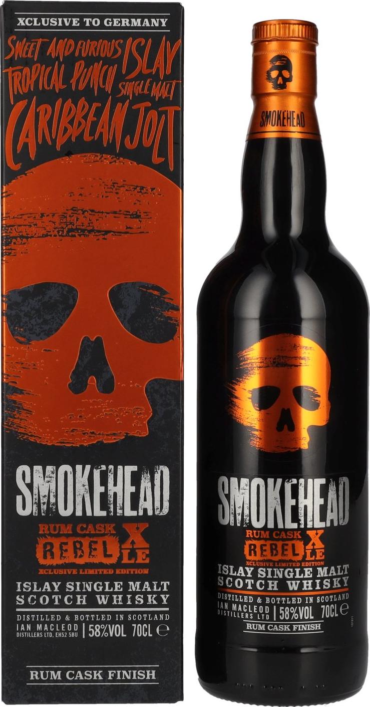 Smokehead RUM REBEL Rum Cask XLE Islay Single Malt Xclusive Limited Edition 58% Vol. 0,7l in Giftbox