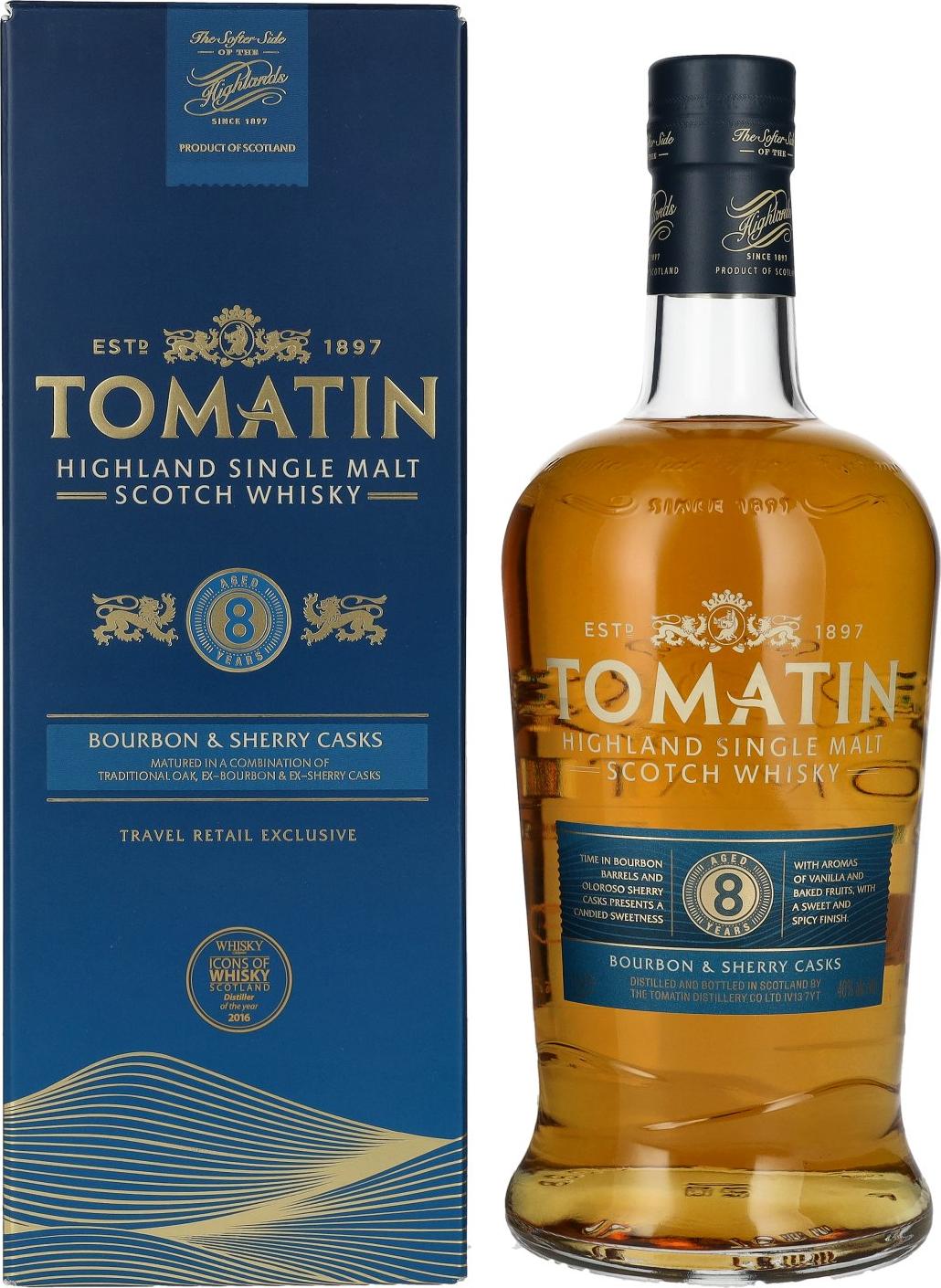 Tomatin 8 Years Old Bourbon & Sherry Casks 40% Vol. 1l in Giftbox