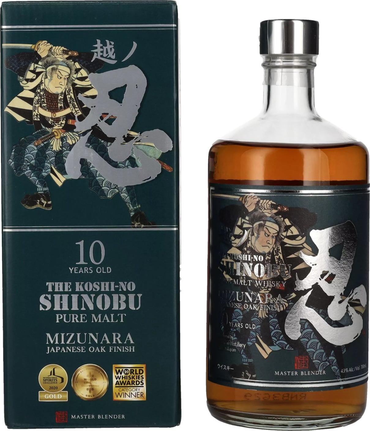 The Shinobu Pure Malt 10 Years Old Whisky MIZUNARA Japanese Oak Finish 43% Vol. 0,7l