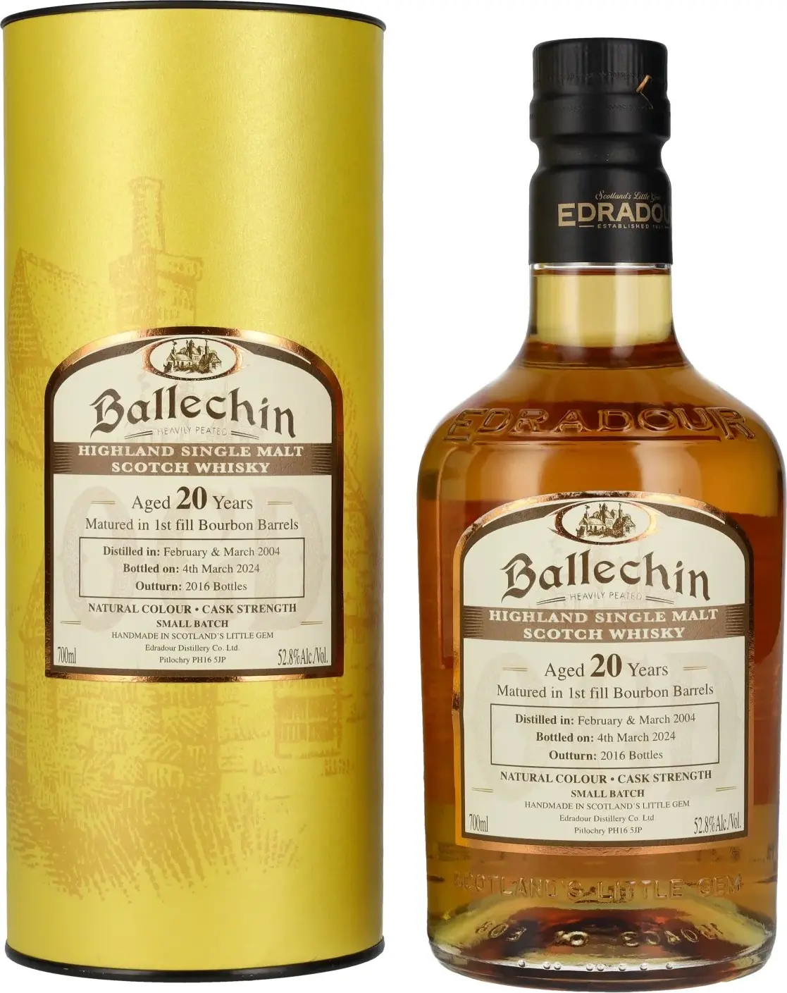 Edradour Ballechin 20 Years Old Bourbon Barrel Highland Single Malt Cask Strength 52,8% Vol. 0,7l in Giftbox
