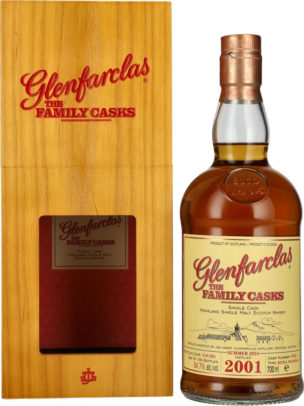 Glenfarclas THE FAMILY CASKS Single Cask SUMMER 2024 Refill Hogshead #3762 2001 54,7% Vol. 0,7l