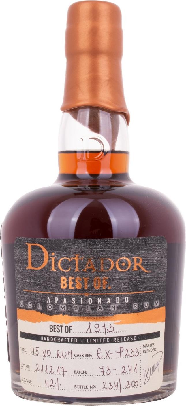 Dictador BEST OF 1973 APASIONADO Colombian Rum Limited Release 42% Vol. 0,7l