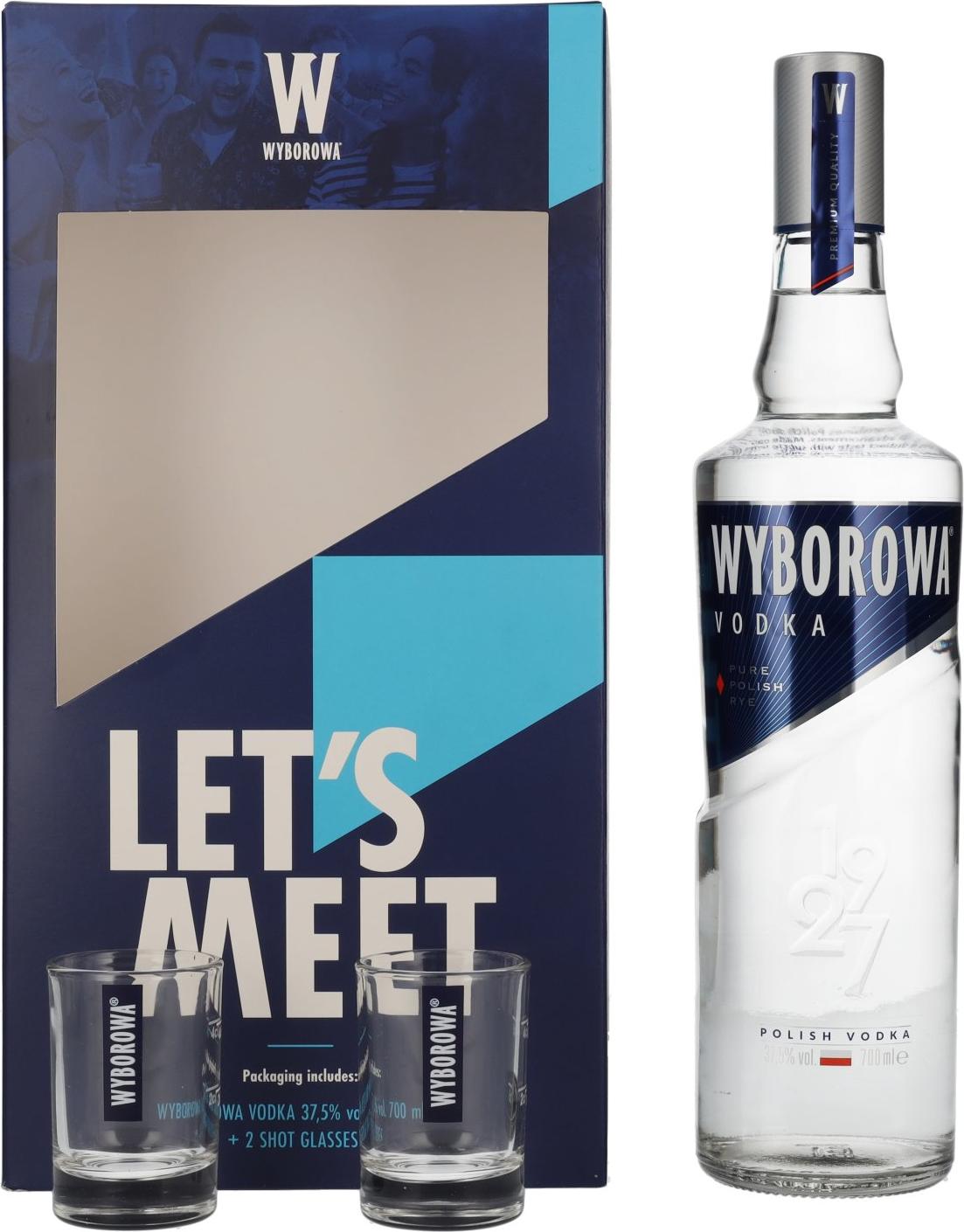 Wyborowa Wódka 37,5% Vol. 0,7l in Giftbox with 2 Shot Glasses