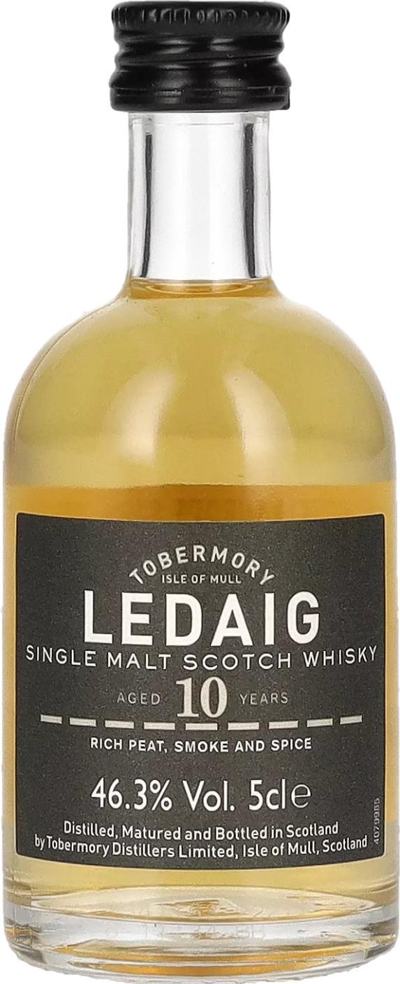 Ledaig 10 Years Old PEATED Single Malt Scotch Whisky 46,3% Vol. 0,05l (Mini)