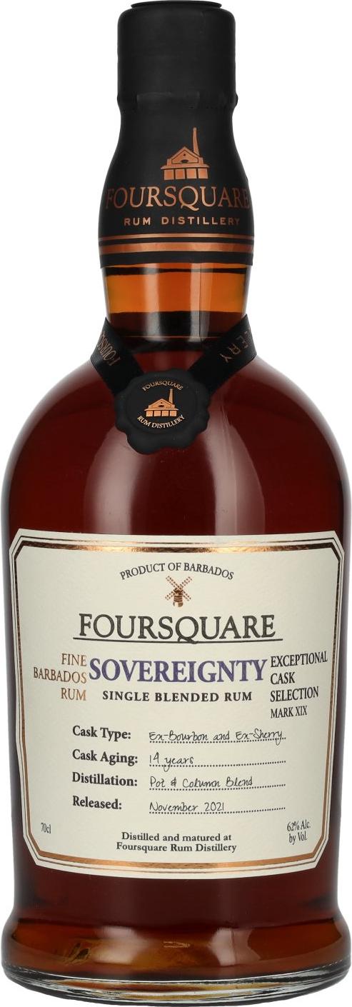 Foursquare 14 Years Old SOVEREIGNTY Single Blended Rum 62% Vol. 0,7l