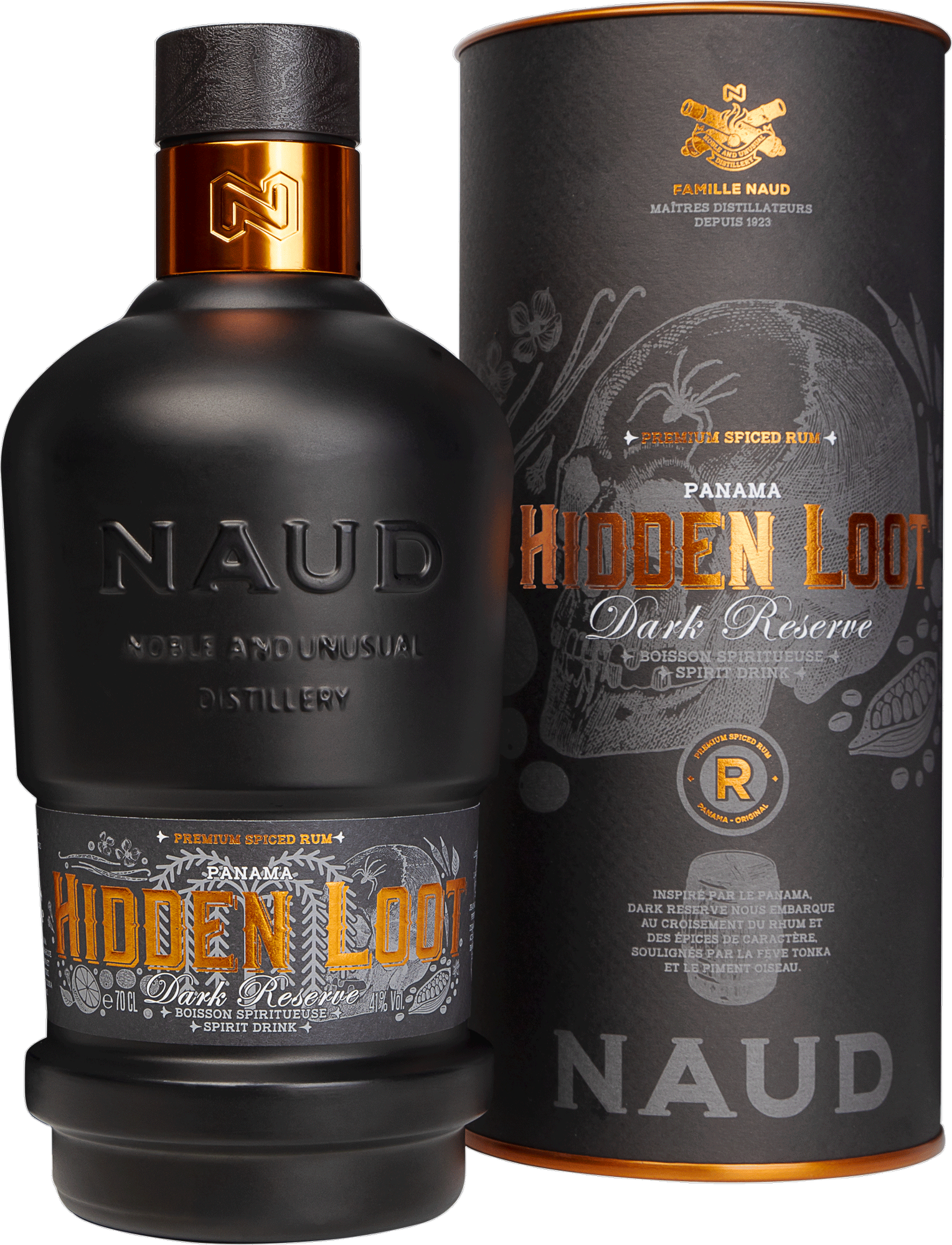 Naud HIDDEN LOOT - DARK RESERVE Spiced Rum 41% Vol. 0,7l in Giftbox
