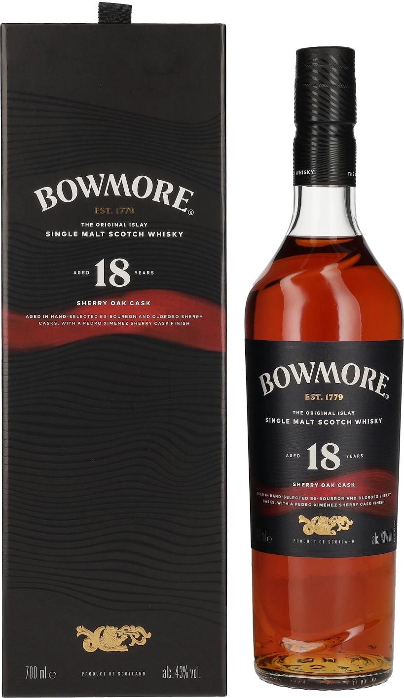 Bowmore 18 Years Old Sherry Oak Cask Islay Single Malt 43% Vol. 0,7l in Giftbox