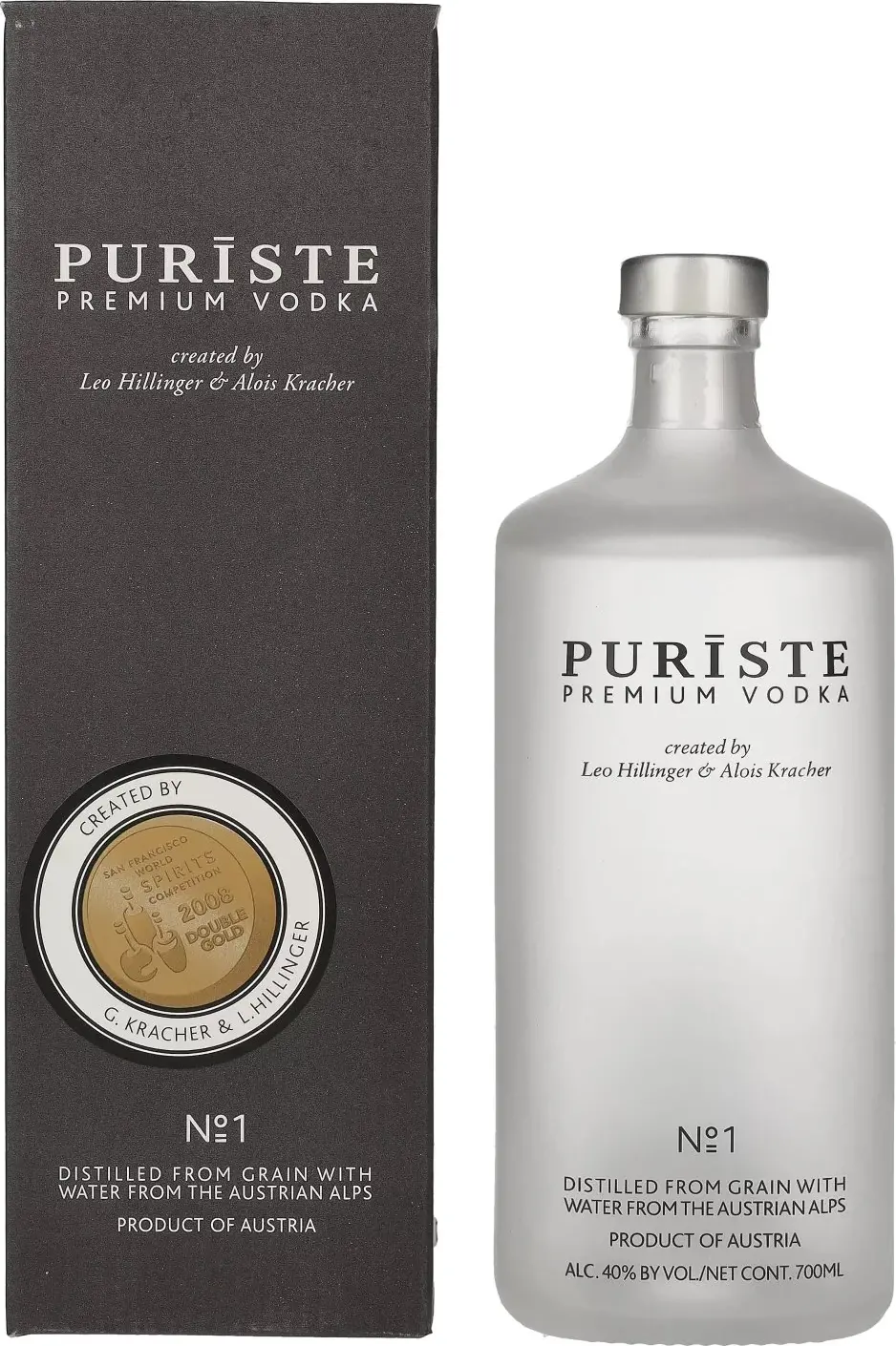 Hillinger PURISTE Premium Vodka No. 1 by Hillinger & Kracher 40% Vol. 0,7l in Giftbox