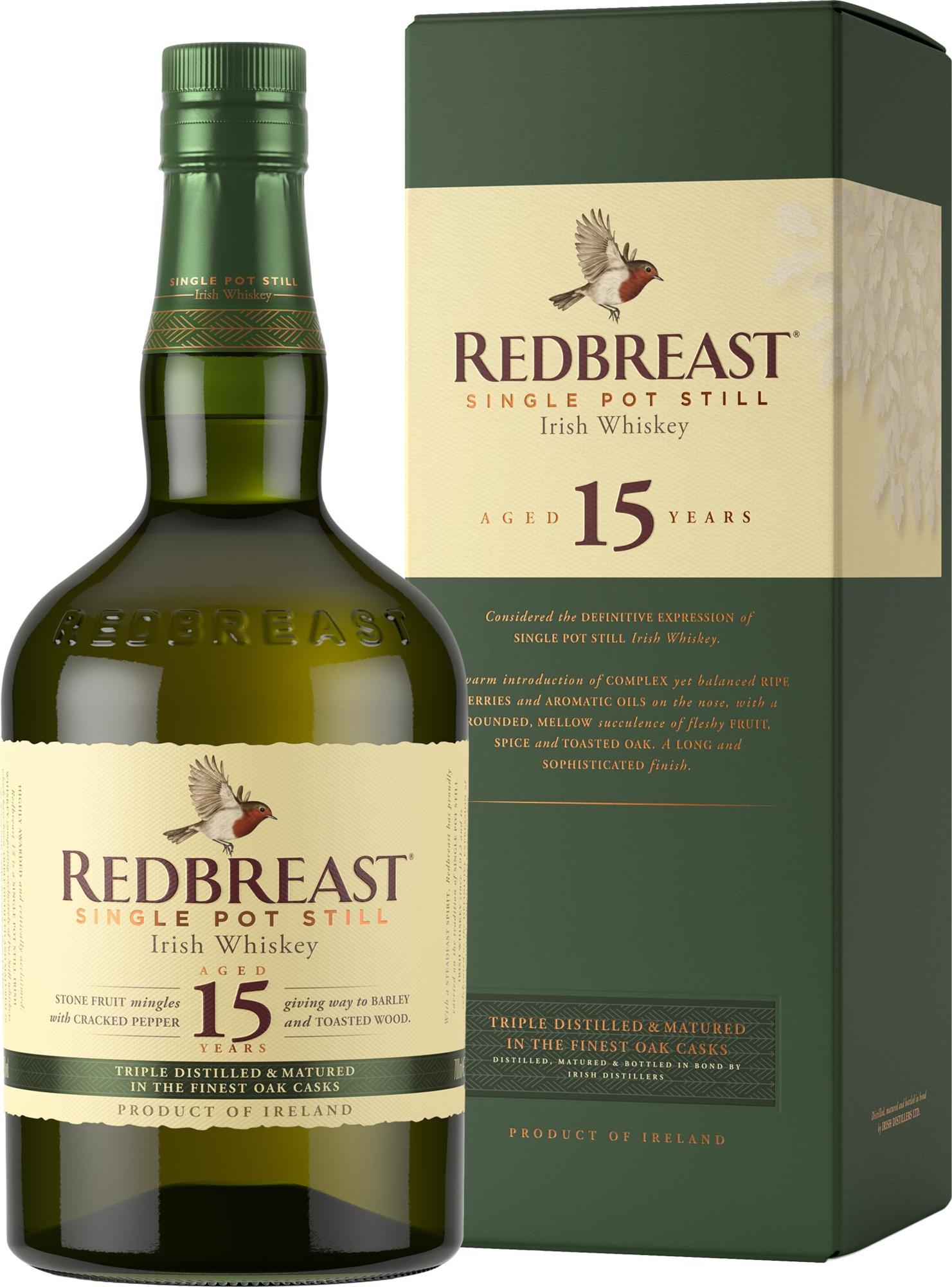 Redbreast 15 Years Old Single Pot Still Irish Whiskey 46% Vol. 0,7l in Giftbox