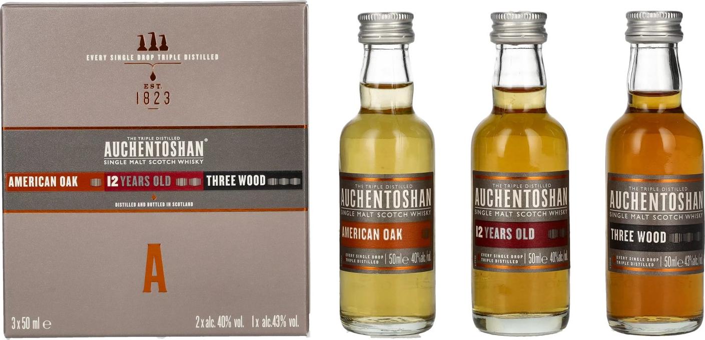 Auchentoshan Gift Collection (American Oak, 12YO, Three Wood) 3x0,05l