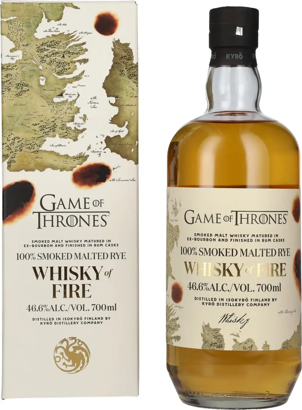 Kyrö GAME OF THRONES Whisky of FIRE 100% Smoked Malted Rye 46,6% Vol. 0,7l in Giftbox