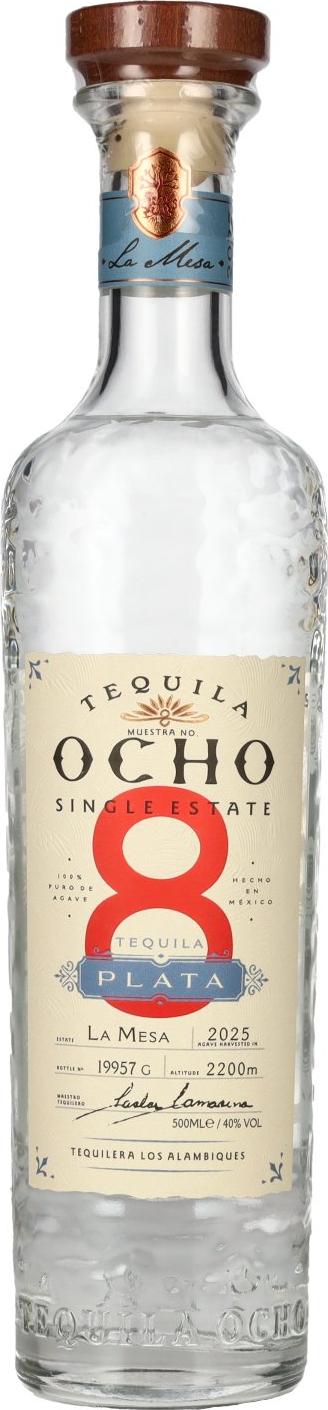 Tequila Ocho Plata LA MESA Single Estate 40% Vol. 0,5l