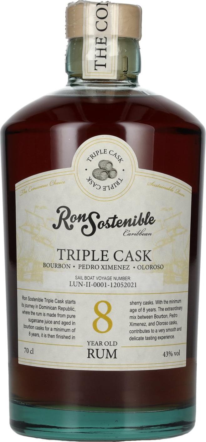 Ron Sostenible Triple Cask 8 Year Old Rum 43% Vol. 0,7l