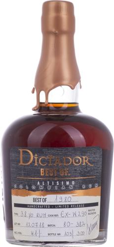 BEST OF 1980 ALTISIMO Colombian Rum Limited Release 41% Vol. 0,7l