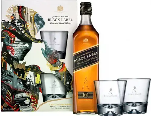 BLACK LABEL 12 Years 40% Vol. 0,7l in Giftbox with 2 glasses