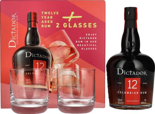 12 Years Old ICON RESERVE Rum 40% Vol. 0,7l in Giftbox with 2 glasses