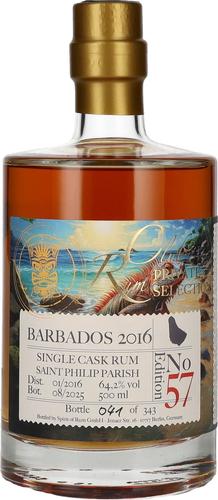 RUM CLUB PRIVATE SELECTION Barbados Single Cask Rum Edition 57 2016 64,2% Vol. 0,5l