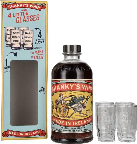 The Original Black Liqueur and Whiskey Blend 33% Vol. 0,7l in Giftbox with 4 Shot glasses