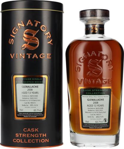 Signatory Vintage GLENALLACHIE 13 Years Old Cask Strength 2008 63,7% Vol. 0,7l in Tinbox