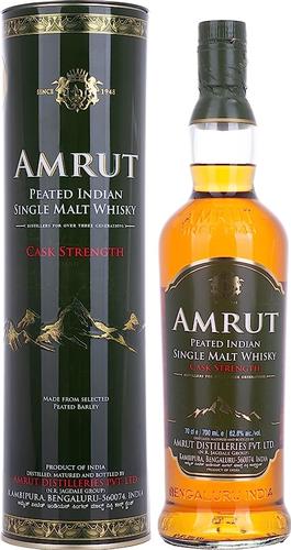 PEATED Indian Single Malt Whisky CASK STRENGTH 62,8% Vol. 0,7l in Tinbox