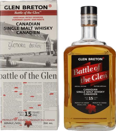 Glen Breton Battle of the Glen 15 Years Old Canadian Single Malt Whisky 43% Vol. 0,7l in Giftbox