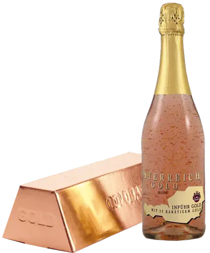 Österreich Gold Rosé with 23 Karat Blattgold 9,5% Vol. 0,75l in Giftbox