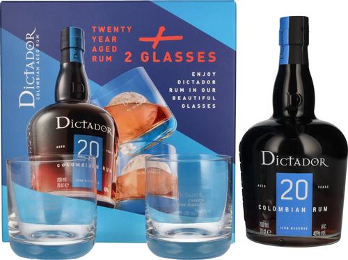 ICON RESERVE 20 YO Colombian Rum 40% Vol. 0,7l in Giftbox with 2 glasses