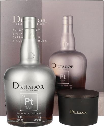 PLATINUM Colombian Aged Rum 40% Vol. 0,7l in Giftbox with Candle