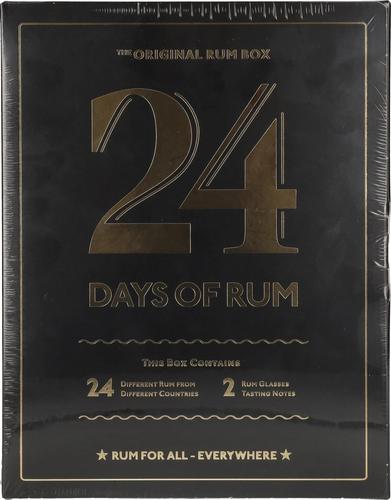 24 DAYS OF RUM The Original Rum Box Black Edition 41,3% Vol. 24x0,02l in Giftbox with 2 Nosing glasses