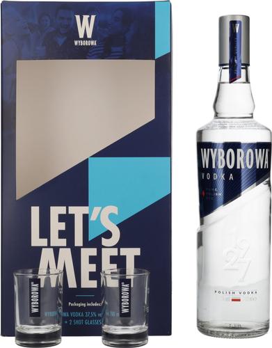 Wyborowa Wódka 37,5% Vol. 0,7l in Giftbox with 2 Shot Glasses