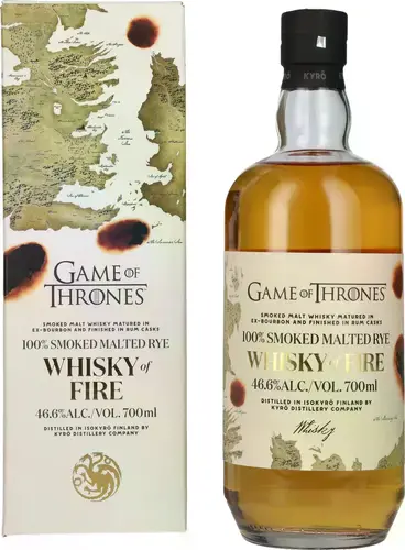 GAME OF THRONES Whisky of FIRE 100% Smoked Malted Rye 46,6% Vol. 0,7l in Giftbox